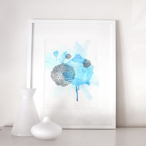 Invocation # 2 print by Amanda Michele Art / sky blue geometric watercolor painting